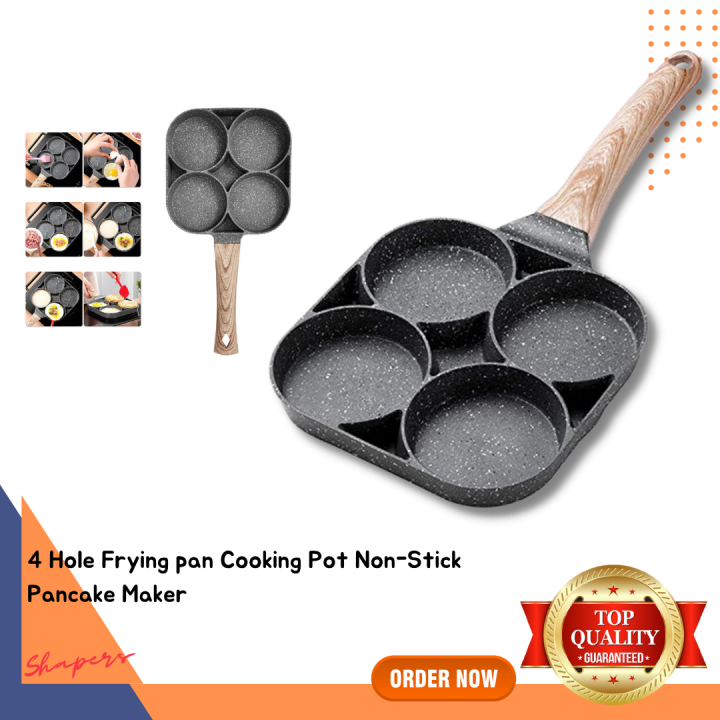 4 Hole Frying Pan Cooking Pot Non Stick Pancake Maker Home Breakfast Egg Burger Pot For Gas 2714