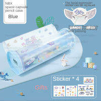 NBX kawaii space capsule pencil case for girls aesthetic 4 free stickers transparent plastic