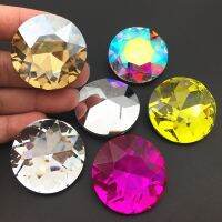 【CW】 35mm Super Big Round Rhinestone Pointback  Baoshihua Glass Stone Pointed back Flat Top Plated Colors