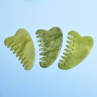 ‘；【。 Jade Heart Guasha Board Comb Natural Jade  Body Care Scraping SPA Massage Stone Relaxation Comb Health Care