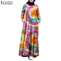 ✧❀☫ ZANZEA Women Long Sleeve Back Zipper Multi-Color Muslim Long Dress