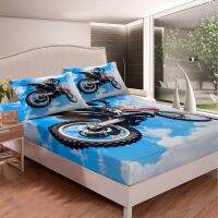 【CW】 Dirt Fitted Sheet for Boys Bed Set Deep Motorcycle Teen King Size