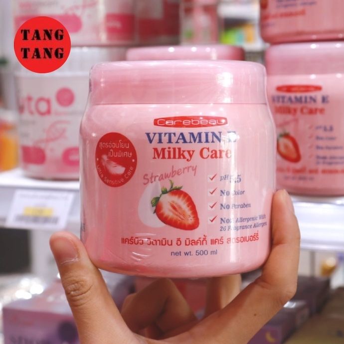 Carebeau Vitamin E/Milky Body Cream แคร์บิว วิตามินอี/มิลค์กี้ บอดี้ครีม 500 ml.
