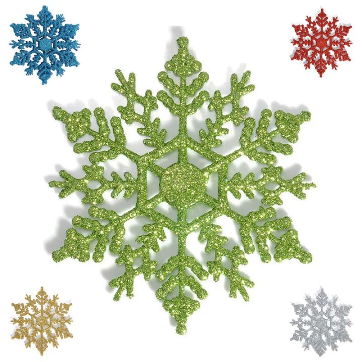 12-pcs-glitter-snowflake-christmas-ornaments-xmas-tree-hanging-decoration