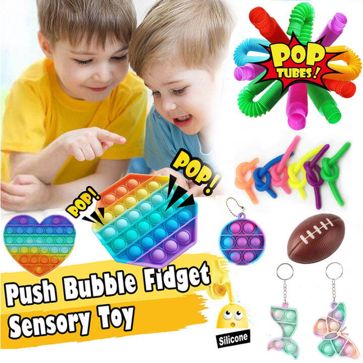 Push Pops System Its Bubble Strawberry Rainbow Color Fidget Toys Autism