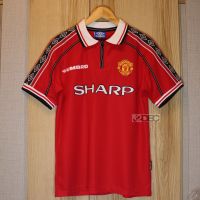 เสื้อฟุตบอลย้อนยุค เกรด Retro  แมนยู ปี Home 1998 เฟล็ก David Beckham, Paul Schole, Eric Cantona, Roy Keane (ถ่ายจากสินค้าจริง ตรงปก 100%)