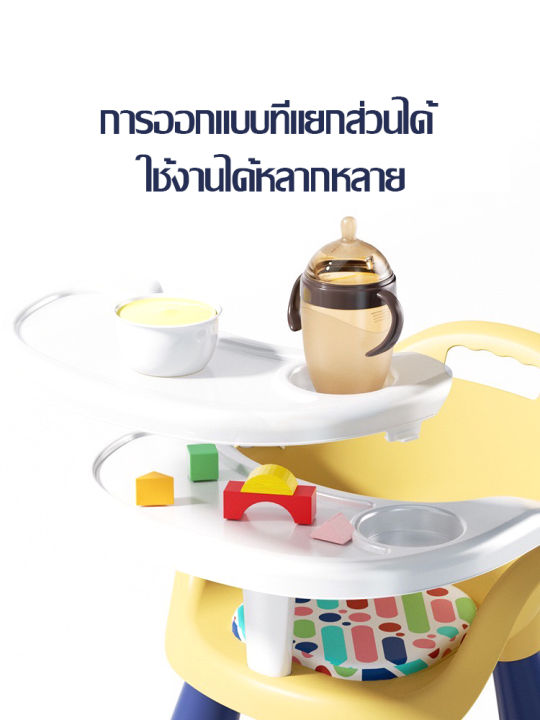 มีล้อ-เก้าอี้กินข้าวเด็ก-เก้าอี้นั่งทานอาหารพับได้-แข็งแรง-ปรับระดับได้-พับได้เก้าอี้ทานข้าว-4-in-1