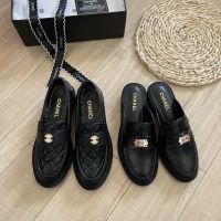 【High Quality】New Black Slip-On Shoe New British Thick Soled Diamond Small Leather Shoes Leather Thick Heel Single Shoes for Women