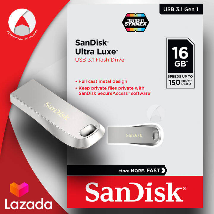 sandisk-flash-drive-ultra-luxe-usb-3-1-16gb-sdcz74-016g-g46-แฟลชไดร์ฟ-แซนดิส-เมมโมรี่-การ์ด-ซินเน็ค-อุปกรณ์จัดเก็บข้อมูล-คอมพิวเตอร์-แล็ปท็อป-โน็ตบุ๊ค-notebook-computer-pc-macbook-รับประกัน-synnex-5-ป