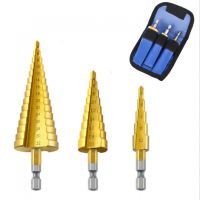 3pcs 4-12mm 4-20mm 4-32mm HSS Straight Groove Titanium Coated Step Drill Bit for Hole Cutter Core Drilling Tools