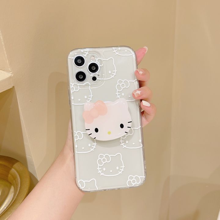 แมวลูกแมวน่ารักพร้อมเคสมือถือใสตั้งได้สำหรับ-iphone-11-12-13-14-pro-max-xr-xs-max-8-7-6-plus-se-2020อ่าวการ์ตูนกันกระแทก