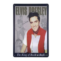 ป้ายสังกะสีวินเทจ Elvis Presley The King of Rock n Roll
