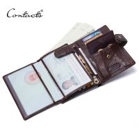 ZZOOI CONTACTS Leather Wallet Luxury Male Genuine Leather Wallets Men Hasp Purse With Passcard Pocket and Card Holder High Quality