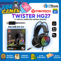 ?FANTECH HG27 TWISTER GAMING HEADSET?ระบบเสียง 7.1 Virtual Surround ระบุทิศทางแม่นยำ?ไฟ RGB?ไมค์ตัดเสียงรบกวนส่งด่วน