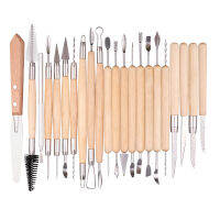 22pcs Multifunction Ceramics Pottery Tool Kit DIY Wood Handle Clay Sculpting Tool Set For Carving Modeling