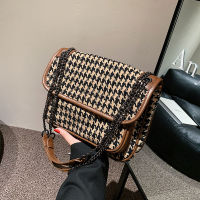 2021 autumn and winter houndstooth womens shoulder bag fashion chain retro bag women woolen trendy messenger bag Famous design