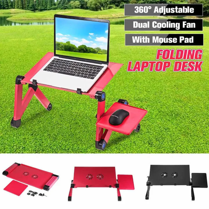 Cooling Fan Laptop Desk Portable Adjustable Foldable Computer Desks