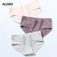 【CW】ALLMIX แฟชั่นผ้าฝ้ายผู้หญิงกางเกงกีฬาชุดชั้นในกางเกงในไร้รอยต่อ Mid Wiast Solid Home หญิง Comfort Breathable Briefs