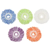 Microfiber Cotton Spin Mop Heads Replacement - 5 Pack Refills Compatible 360 Spinning Magic Mops - Round Shape Standard Size Multicolor Removable Easy Washings