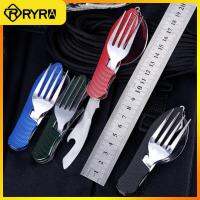 Portable 4 In 1 Eating Flatware Tableware Camping Utensils Foldable Knife Fork Stainless Steel Travel Utensil Multifunction Flatware Sets