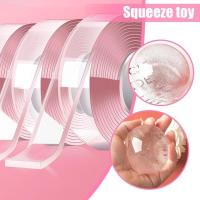 โปร่งใส Nano เทป DIY หัตถกรรม Squeezez ของเล่นสองด้าน Blowable เทป Handmade Bubble กาว Bubble Blowing Self-Made N0J6