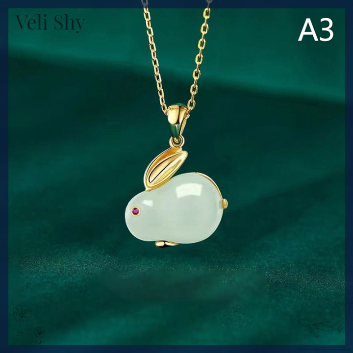 veli-shy-สร้อยคอสร้อยข้อมือแบบห้อยระย้าแฟชั่นกระต่ายน่ารักสำหรับผู้หญิงผู้ชายกำไลข้อมือแบบปรับได้เครื่องประดับปีลัคเนาดีของขวัญสำหรับงานเลี้ยงวันเกิด