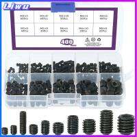 LIWU 400Pc 10ขนาด สกรูหัวจมหกเหลี่ยม M3/4/5/6/8 หัวอัลเลน ชุดจัดประเภท สกรูที่จับก๊อกน้ำ สีดำสีดำ ชุดสกรูสกรู มือจับประตู, ก๊อกน้ำ, fixtur แสง