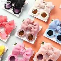 ►▦❅ 2pcs Lovely Baby Girls Hair Accessories Sun Flower Sunglasses Bow Hairband Set Newborn Head Bands Summer Beach Photography Props