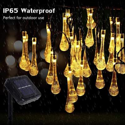 Solar LED Drop Light Holiday String Light Waterproof Fairy Garden Decor Outdoor Led light chain outside colorful Decoration