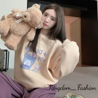 Kingdom_Fashion เสื้อฮู้ด เสื้อแขนยาวอบอุ่น หลวมและสบาย เท่ คลาสสิค ทันสมัย ทันสมัย WWY2391BT5 38Z230920