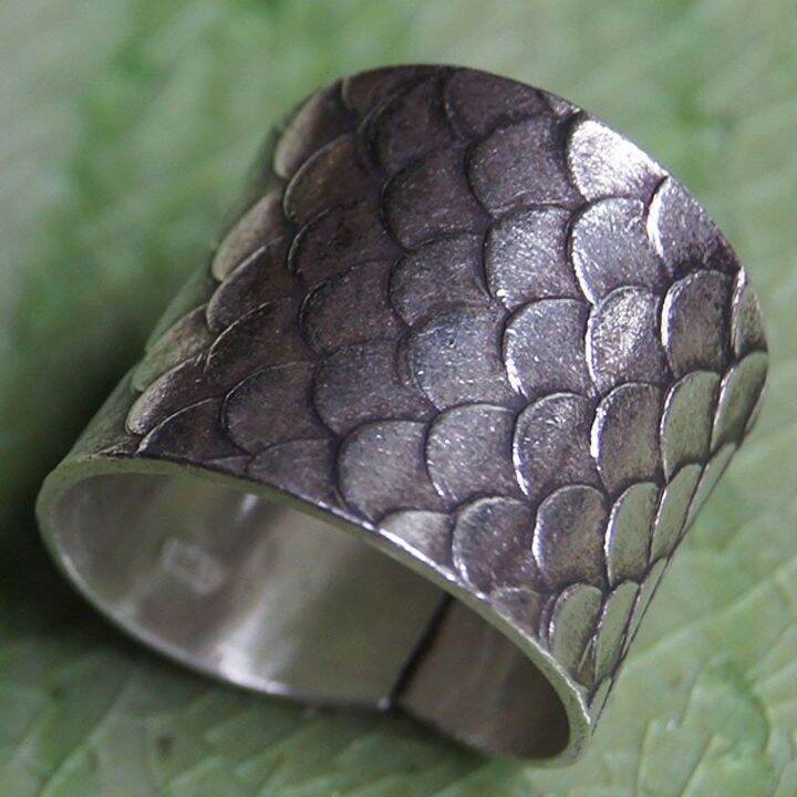 fish-scale-pattern-ring-modern-silver-karen-unique-beauty-as-a-valuable-souvenir-ring-size-6-8-9