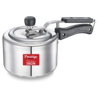 Prestige Svachh, 10738, 1.5 L, Straight Wall Aluminium Pressure Cooker, with deep lid for Spillage Control