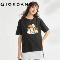 GIORDANO Women Bing Jiao Series T-Shirts Cat Print Fashion Tee 100% Cotton Short Sleeve Crewneck Comfort Casual Tshirts 99393033