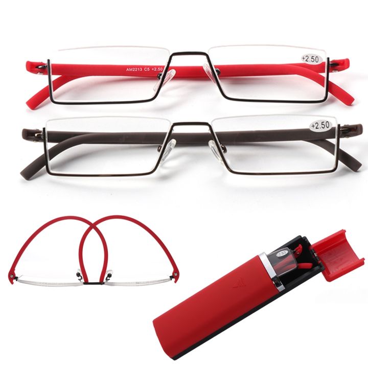 1pc-hot-ultralight-with-case-reading-glasses-woman-man-portable-flexible-vision-care-tr90-half-frame-semi-rimless-reader-glasses