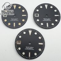 29Mm Watch Dial Crown Date Window Clockat Nine O Clock Sterile Dial Green Luminous Fit NH 35 NH36 Movement Custom Logo