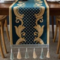 Tassel Table Runner Party Long Table Cover Luxury European Classical Jacquard Soft Chenille Fabric Desk Decorating