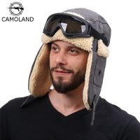 CAMOLAND Thermal Faux Berber Fleece Bomber Hat For Women Men Russia Ushanka Hat With Goggles Winter Warm Earflap Snow Caps