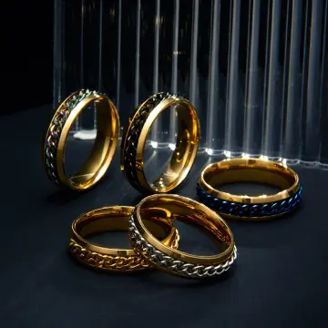 High Quality Black Gold Ring Fashion Titanium Steel Ring For Men