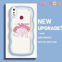 Jjlingji เคสสำหรับ Realme 3 Pro เคส3i Realme การ์ตูนน่ารักหมีดีไซน์ใหม่ขอบคลื่นกันกระแทกแบบใสนิ่มเคสมือถือโปร่งใสลายกล้องถ่ายรูปง่ายอ่อนโยนฝาครอบป้องกัน