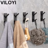 VILOYI Stainless Steel Bathroom Towel Hooks No Drilling Rustproof Coat Rack Heavy Duty Wall Clothes Hanger Black White Robe Hook