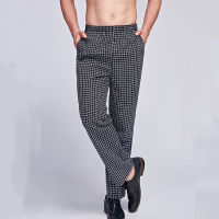 2021Chef Uniform Trousers Stripe Elastic Waist Restaurant Ho Wear Work Clothes Men Catering Cook Waiter Chef Pants Bakery Stretch