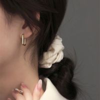 【Miss Cant Miss】E410 Gold &amp; Silver Rectangle Hoop Earrings For Women Korean Men Gold Earrings