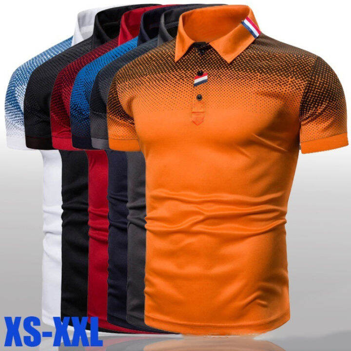 2023 Fashion men's top polo shirt glossy advertising work clothes polo