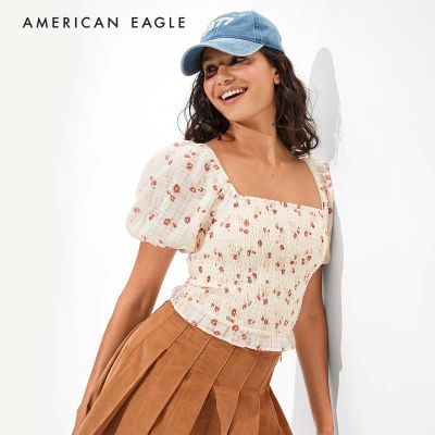 American Eagle Smocked Puff-Sleeve Blouse เสื้อเบลาซ์ ผู้หญิง (EWSB 035-4034-106)