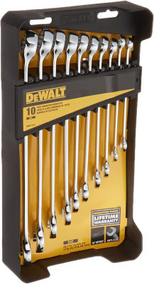 DEWALT Combination Wrench Set, SAE/MM, 10 Piece (DWMT72167) SAE/MM, 10 Piece Set