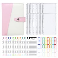 A6 Binder PU Leather Budget Planner Refillable 6 Round Rings Binder Cover Notebook Folder with Envelopes