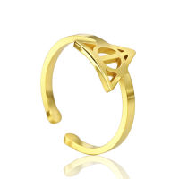 Adjustable Ring For Women Accesories Fashion Stainless Steel Jewelry Opening Inspired Deathly Gold Triangle Ring For Men