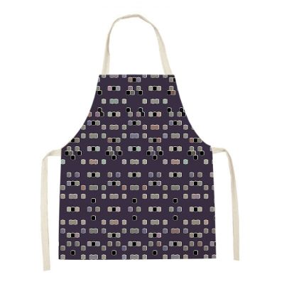 Shell Printed Women Kitchen Aprons Geometric Cooking Oil-proof Cotton Linen Antifouling Chef Apron Cleaning Man Kid aprons