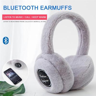 【cw】Wireless Headset Winter Outdoor Plush Earmuffs Bluetooth Wireless Cute Warm Fur Headphones Earphones Solid Color Stereo