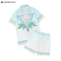 ☸❅❇ Casablanca เสื้อเชิ้ต แขนสั้น พิมพ์ลายตัวอักษร ดอกไม้ ลําลอง แฟชั่นฤดูร้อน